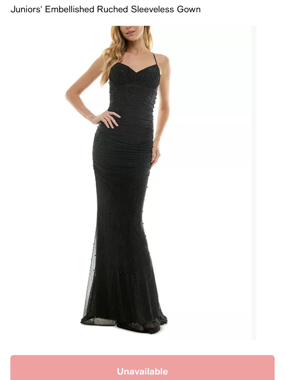 City Studio Black Sparkle Ruched Spaghetti-Strap Prom Dress
